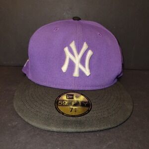 New Era 59fifty New York Yankees 2000 World Series Hat Size 7 3/8 Purple Black